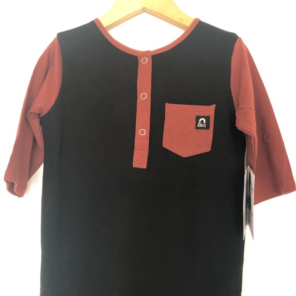 RAGS 3/4 Sleeve Henley Pocket Romper - Picture 2 of 5